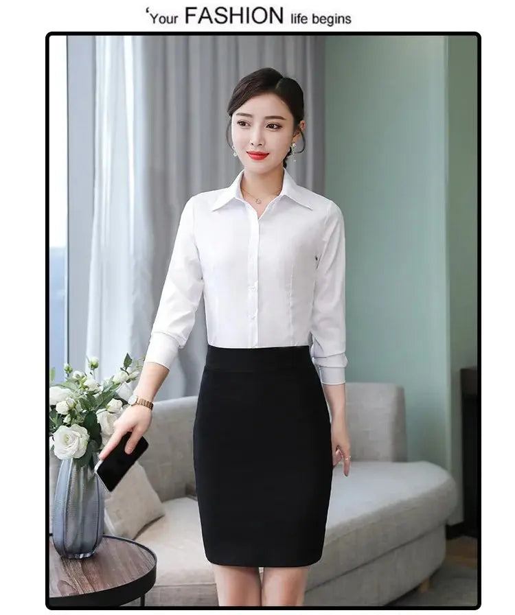Polyester Cotton Shirts for Women Long Sleeve Blouse - Blade & Thread