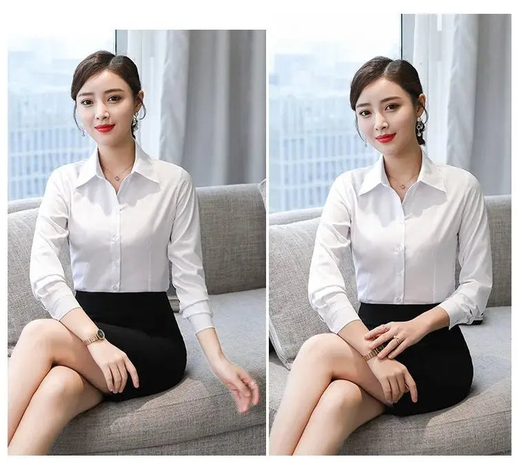 Polyester Cotton Shirts for Women Long Sleeve Blouse - Blade & Thread