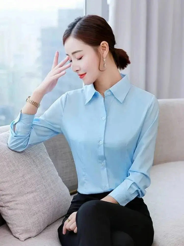 Polyester Cotton Shirts for Women Long Sleeve Blouse - Blade & Thread