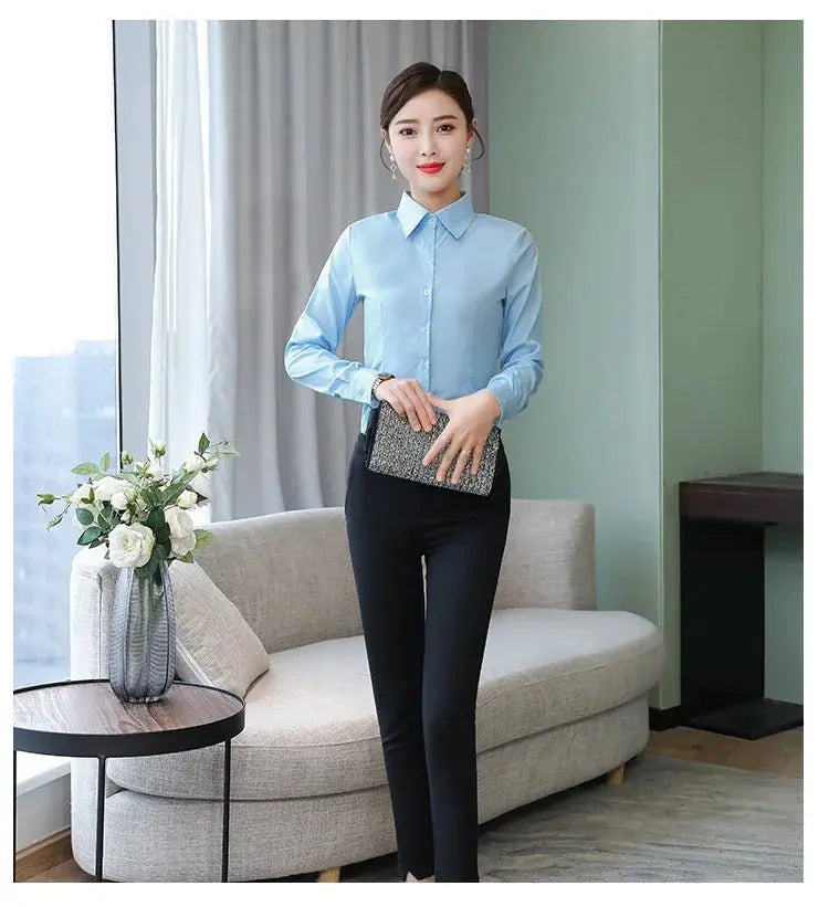 Polyester Cotton Shirts for Women Long Sleeve Blouse - Blade & Thread