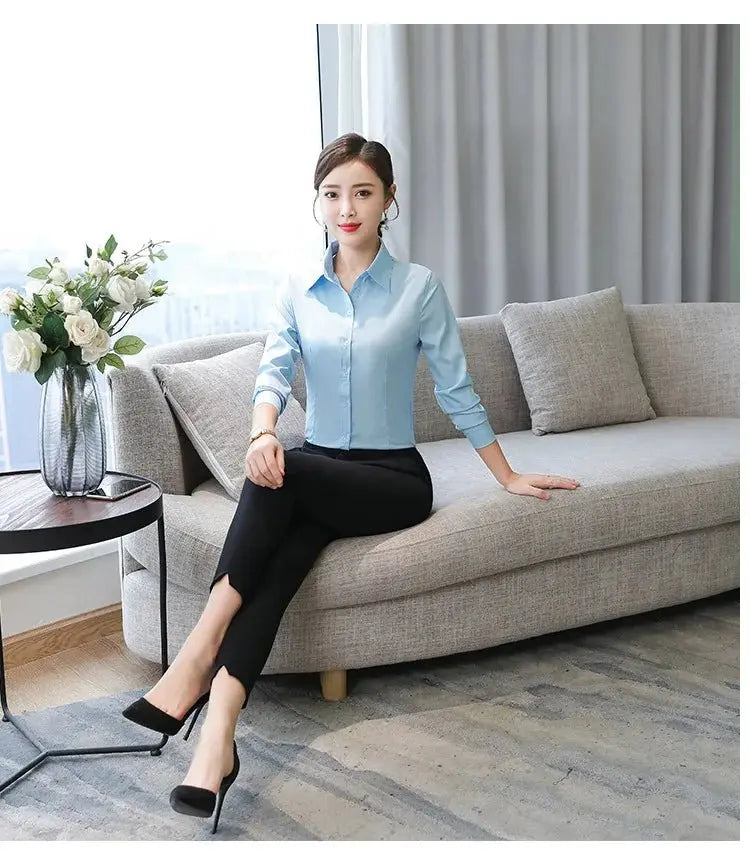 Polyester Cotton Shirts for Women Long Sleeve Blouse - Blade & Thread