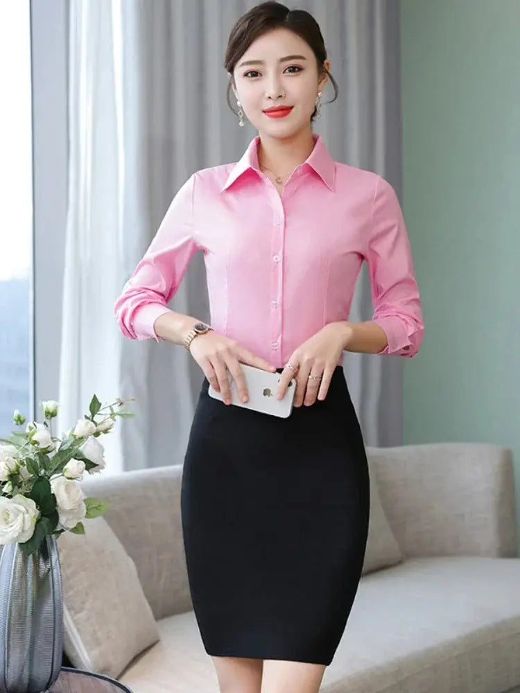 Polyester Cotton Shirts for Women Long Sleeve Blouse - Blade & Thread