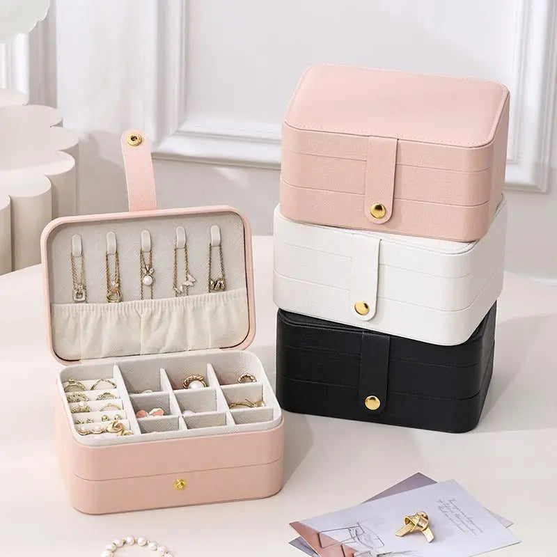 Portable household double-layer storage box with mirror - Blade & Thread