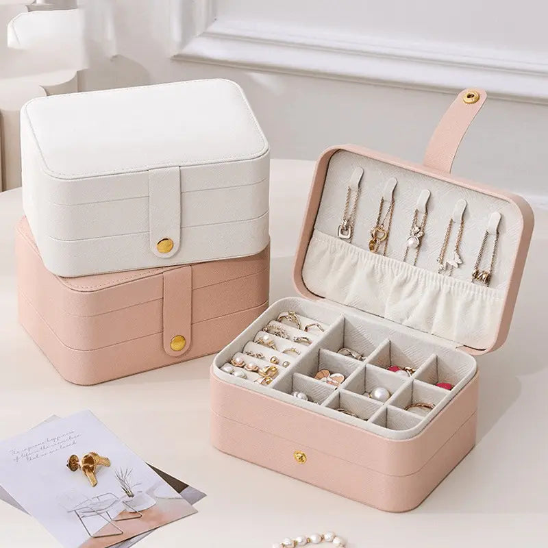 Portable household double-layer storage box with mirror - Blade & Thread