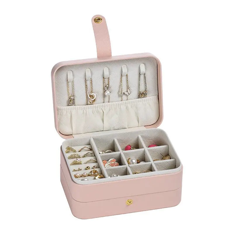 Portable household double-layer storage box with mirror - Blade & Thread