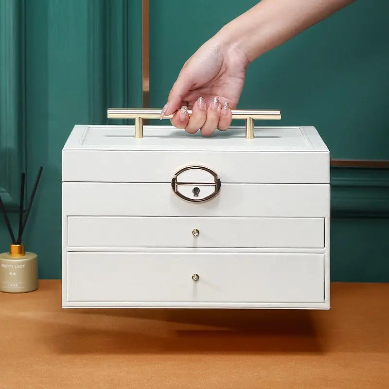 Portable large capacity jewelry box with large mirror - Blade & Thread