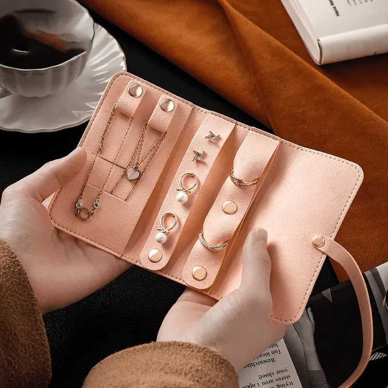 Portable multifunctional leather jewelry clutch bag - Blade & Thread
