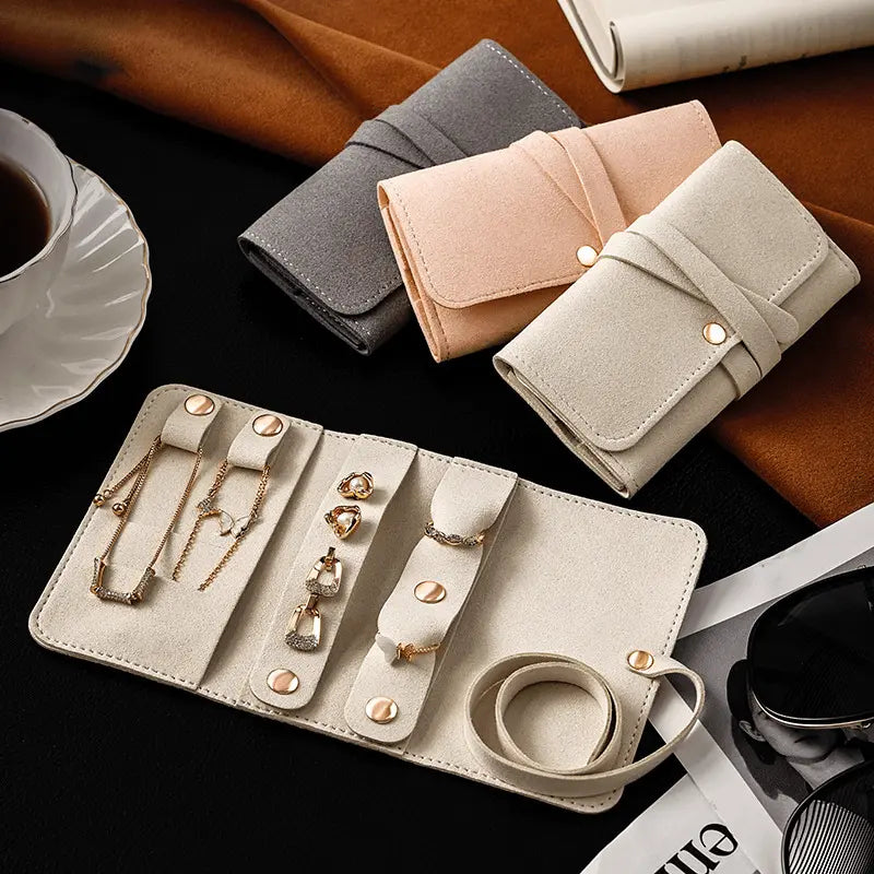 Portable multifunctional leather jewelry clutch bag - Blade & Thread