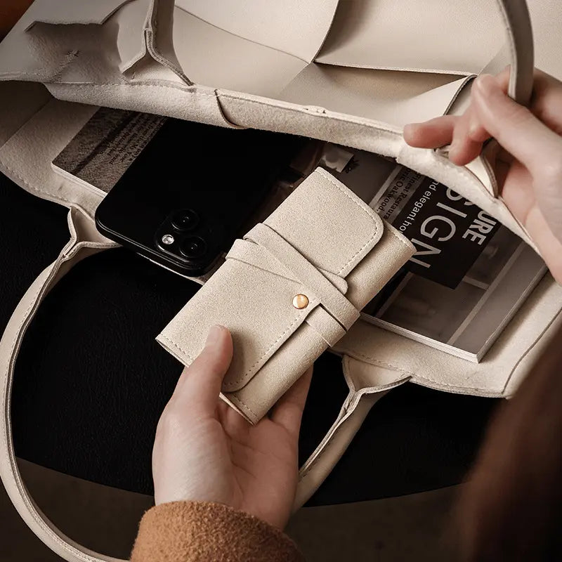 Portable multifunctional leather jewelry clutch bag - Blade & Thread