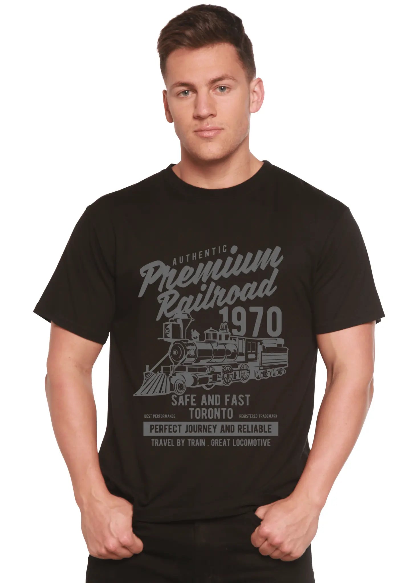 Premium Railroad Spun Bamboo® Men's Bamboo Viscose/Organic Cotton Short Sleeve Graphic T-Shirt - Blade & Thread