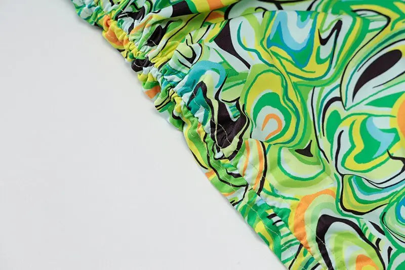Print Sleeveless Bodycon Strapless Hollow Out Sexy Mini Dress Streetwear Outfits - Blade & Thread