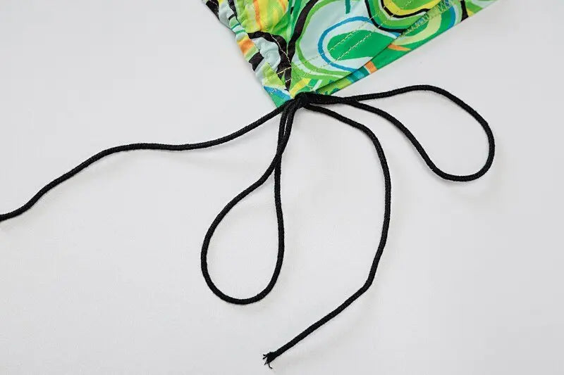 Print Sleeveless Bodycon Strapless Hollow Out Sexy Mini Dress Streetwear Outfits - Blade & Thread