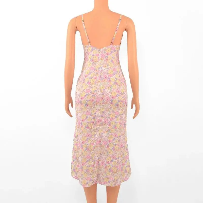 Print Sleeveless Strap Backless Lace Bodycon Dress - Blade & Thread