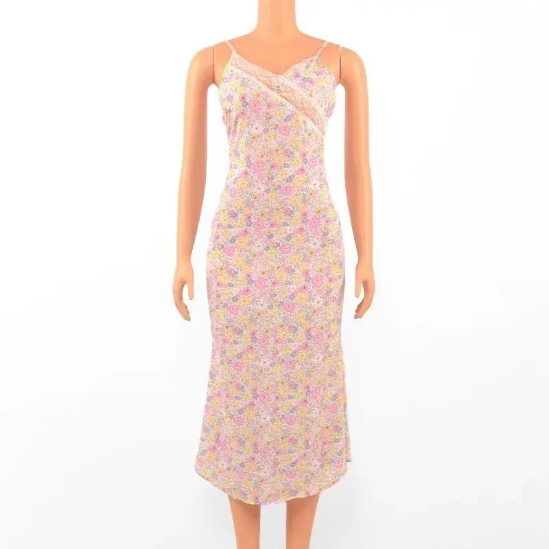 Print Sleeveless Strap Backless Lace Bodycon Dress - Blade & Thread