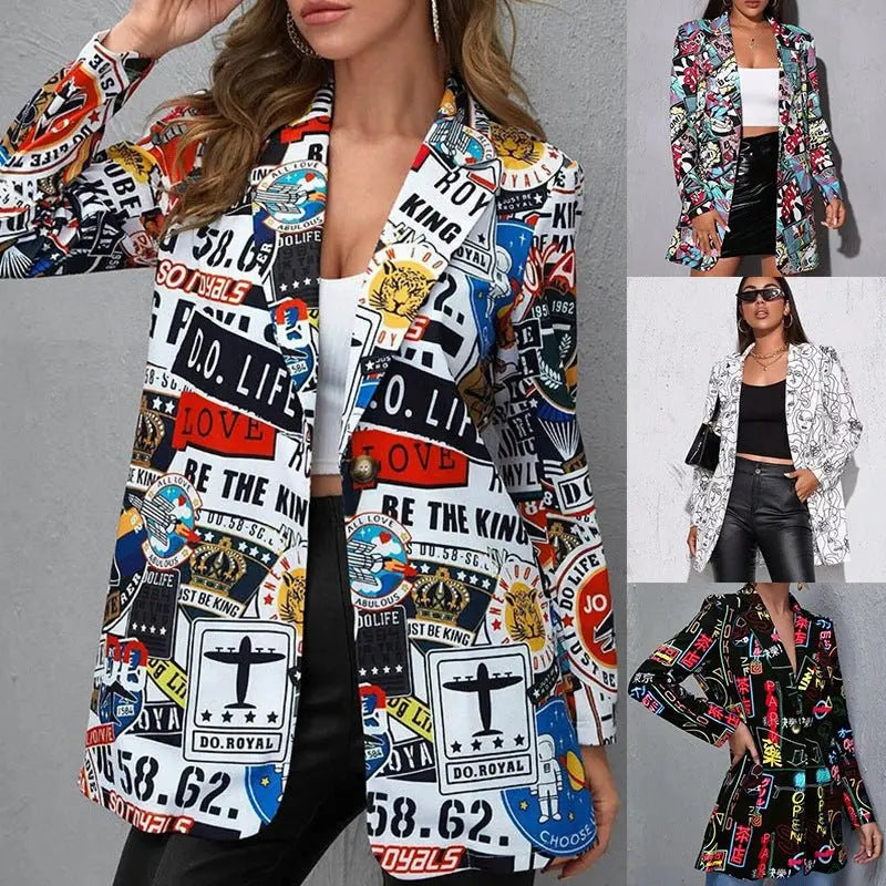 Printed slim fit mid-length jacket - Blade & Thread