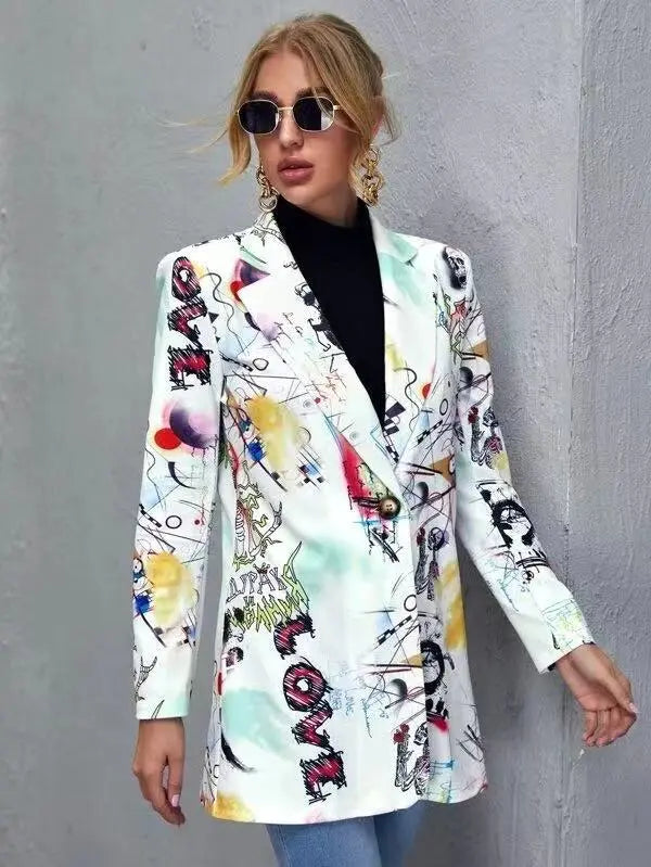 Printed slim fit mid-length jacket - Blade & Thread