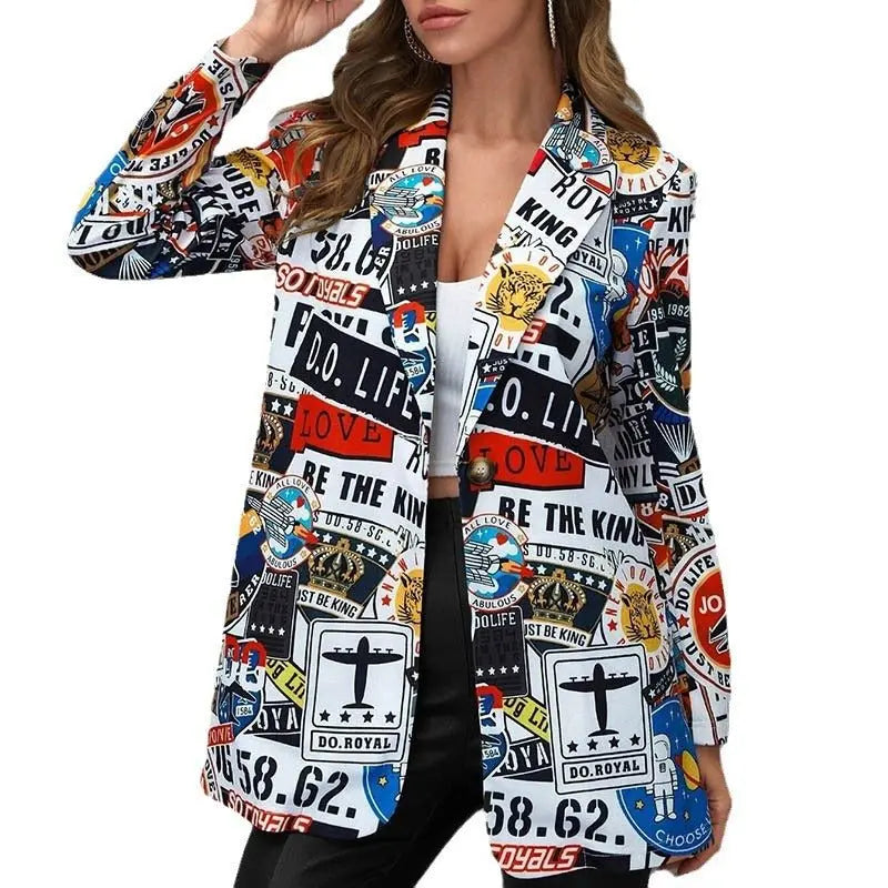 Printed slim fit mid-length jacket - Blade & Thread