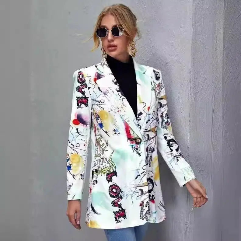 Printed slim fit mid-length jacket - Blade & Thread