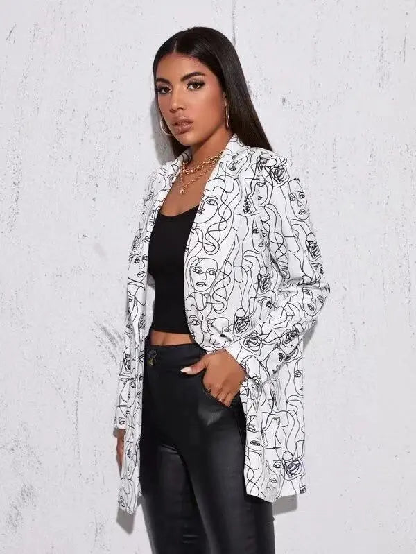 Printed slim fit mid-length jacket - Blade & Thread