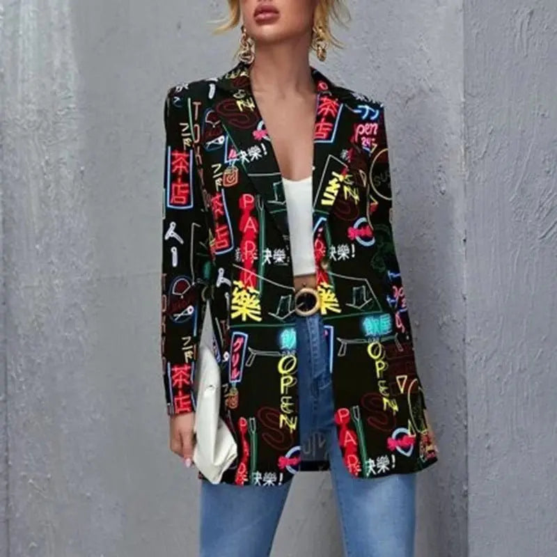 Printed slim fit mid-length jacket - Blade & Thread