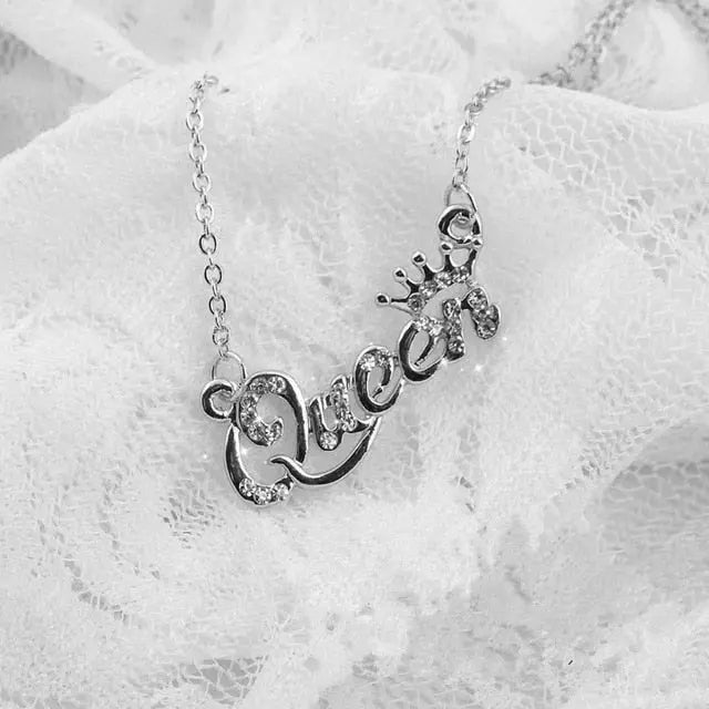 Luxury Gold-Color Queen Crown Chain Necklace Crystal Necklace Women Birthday Present Gifts nowadaysfashion