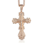 Crucifix Cross Pendant Necklace For Women Men 585 Rose Gold Snail Link Chain Cross Necklace Fashion nowadaysfashion