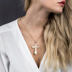 Crucifix Cross Pendant Necklace For Women Men 585 Rose Gold Snail Link Chain Cross Necklace Fashion nowadaysfashion