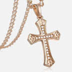 Crucifix Cross Pendant Necklace For Women Men 585 Rose Gold Snail Link Chain Cross Necklace Fashion nowadaysfashion
