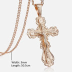 Crucifix Cross Pendant Necklace For Women Men 585 Rose Gold Snail Link Chain Cross Necklace Fashion nowadaysfashion
