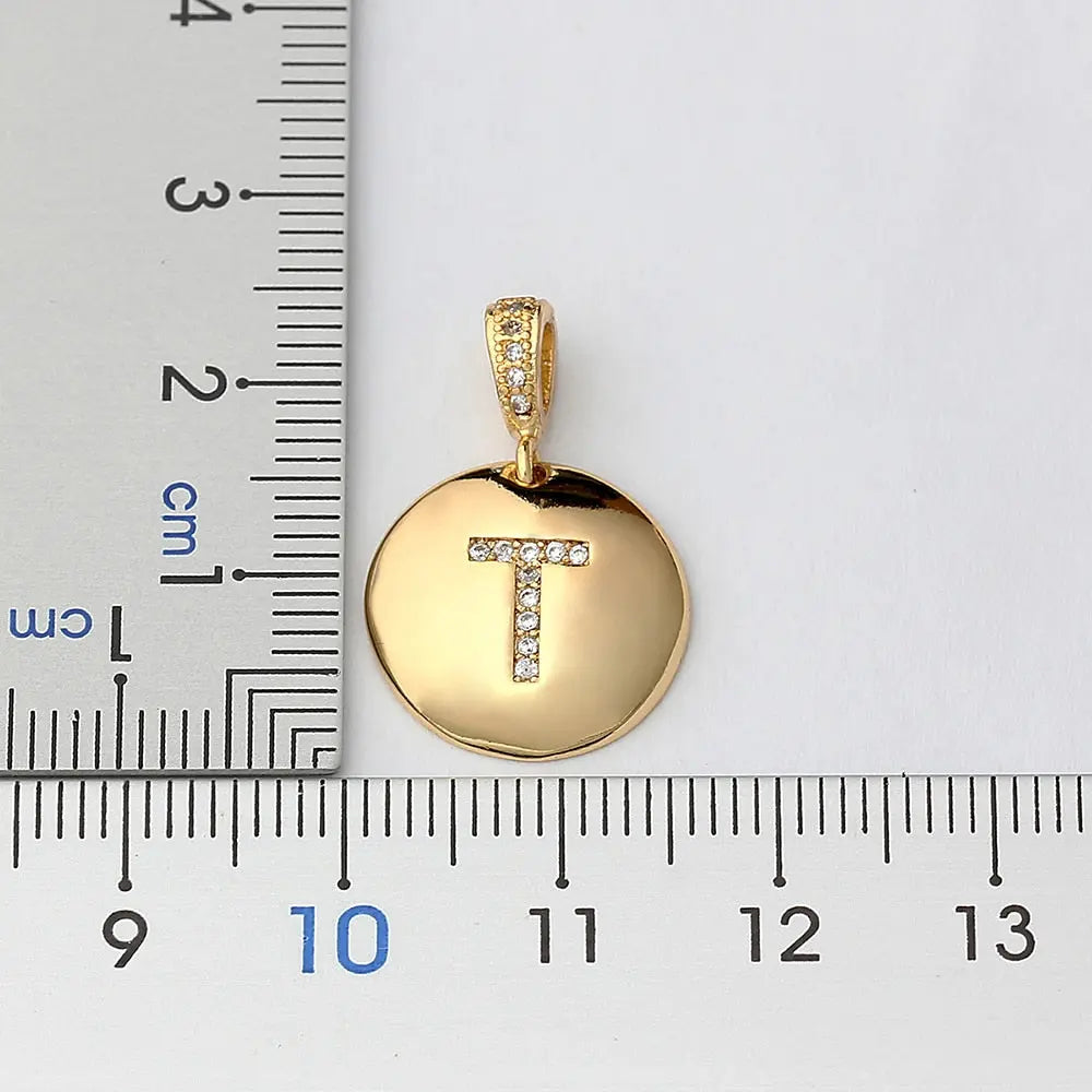 Girls Initial Letter Necklace Gold 26 Letters Charm Necklaces Pendants Copper nowadaysfashion