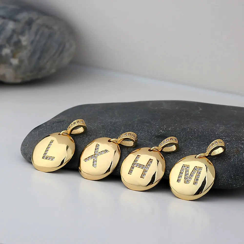 Girls Initial Letter Necklace Gold 26 Letters Charm Necklaces Pendants Copper nowadaysfashion