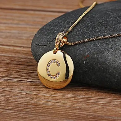 Girls Initial Letter Necklace Gold 26 Letters Charm Necklaces Pendants Copper nowadaysfashion