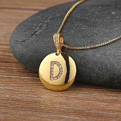 Girls Initial Letter Necklace Gold 26 Letters Charm Necklaces Pendants Copper nowadaysfashion