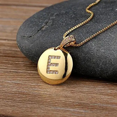 Girls Initial Letter Necklace Gold 26 Letters Charm Necklaces Pendants Copper nowadaysfashion
