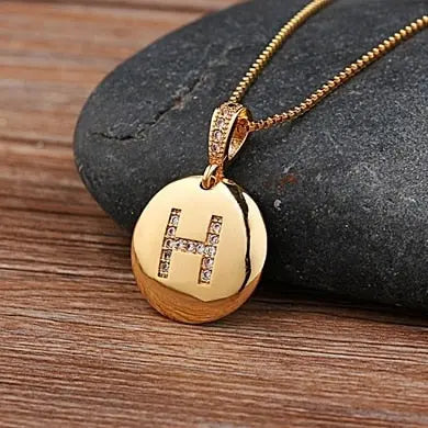 Girls Initial Letter Necklace Gold 26 Letters Charm Necklaces Pendants Copper nowadaysfashion