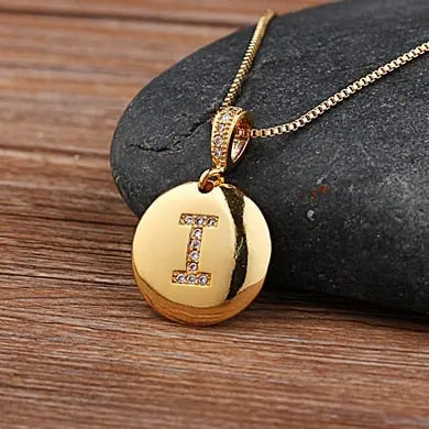Girls Initial Letter Necklace Gold 26 Letters Charm Necklaces Pendants Copper nowadaysfashion