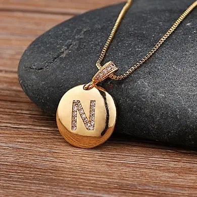 Girls Initial Letter Necklace Gold 26 Letters Charm Necklaces Pendants Copper nowadaysfashion