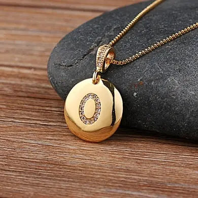 Girls Initial Letter Necklace Gold 26 Letters Charm Necklaces Pendants Copper nowadaysfashion