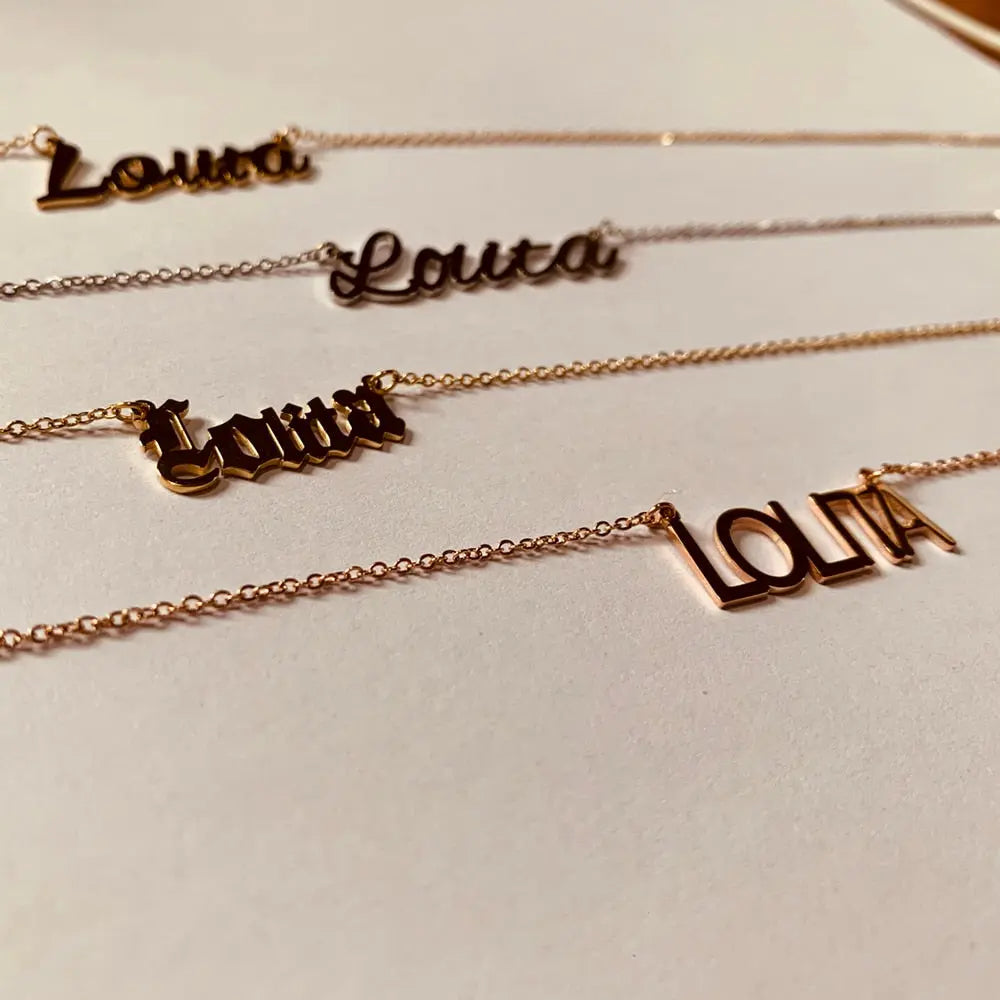 nowadaysfashion Stainless Steel Initial Name Necklace Custom Personalized Letter Choker Necklace Pendant Nameplate nowadaysfashion