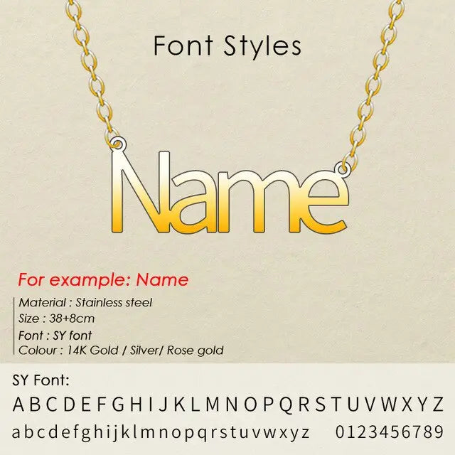 nowadaysfashion Stainless Steel Initial Name Necklace Custom Personalized Letter Choker Necklace Pendant Nameplate nowadaysfashion