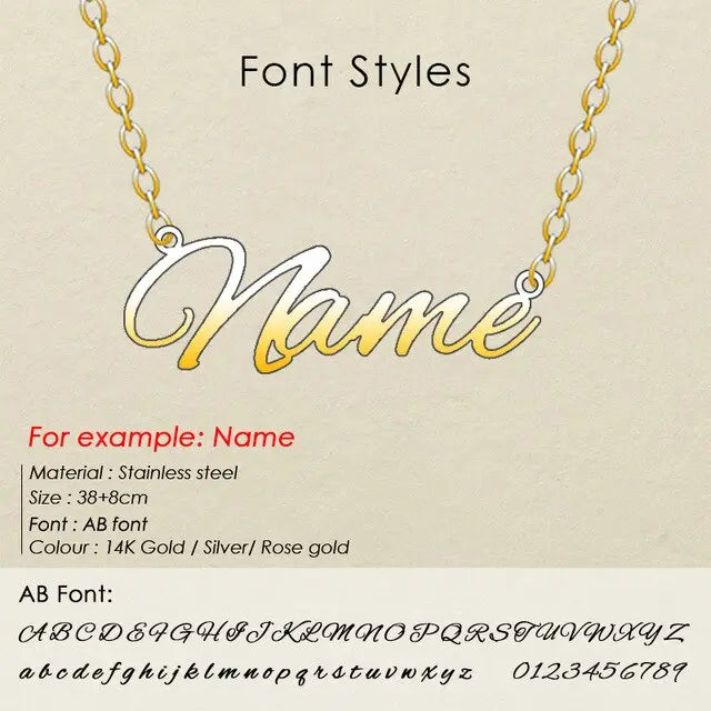 nowadaysfashion Stainless Steel Initial Name Necklace Custom Personalized Letter Choker Necklace Pendant Nameplate nowadaysfashion