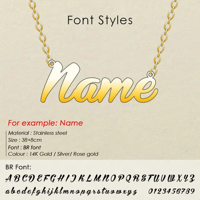 nowadaysfashion Stainless Steel Initial Name Necklace Custom Personalized Letter Choker Necklace Pendant Nameplate nowadaysfashion