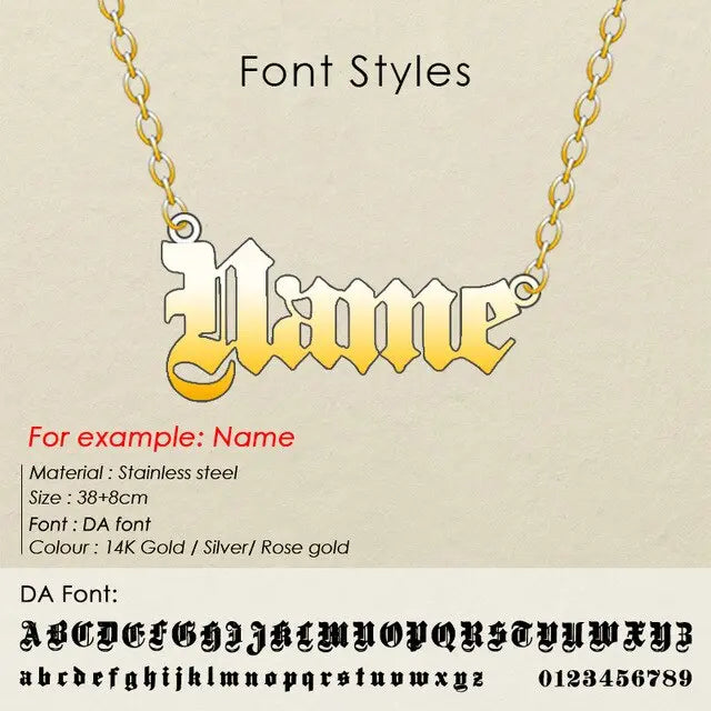 nowadaysfashion Stainless Steel Initial Name Necklace Custom Personalized Letter Choker Necklace Pendant Nameplate nowadaysfashion
