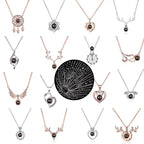 100 languages of love necklace Projection Pendant Necklace For Women Crystal Jewelry nowadaysfashion