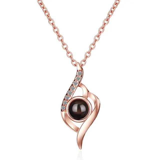 100 languages of love necklace Projection Pendant Necklace For Women Crystal Jewelry nowadaysfashion