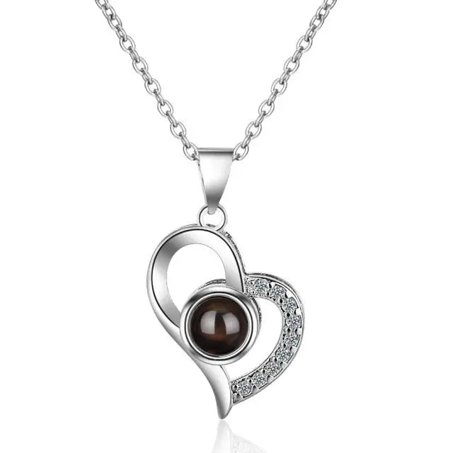 100 languages of love necklace Projection Pendant Necklace For Women Crystal Jewelry nowadaysfashion