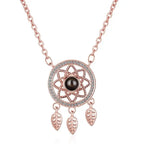 100 languages of love necklace Projection Pendant Necklace For Women Crystal Jewelry nowadaysfashion