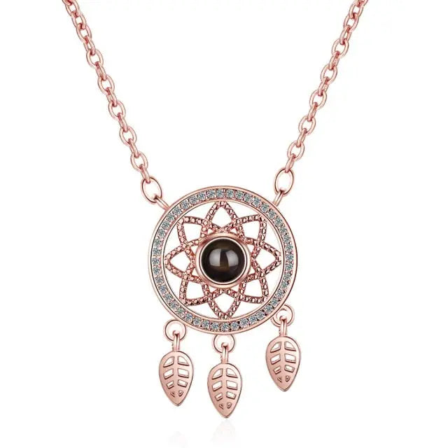 100 languages of love necklace Projection Pendant Necklace For Women Crystal Jewelry nowadaysfashion
