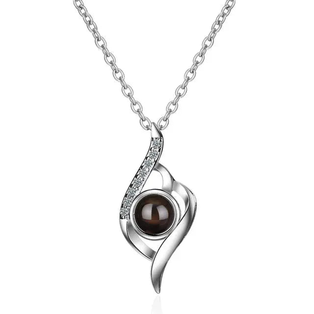 100 languages of love necklace Projection Pendant Necklace For Women Crystal Jewelry nowadaysfashion