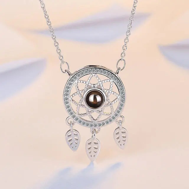 100 languages of love necklace Projection Pendant Necklace For Women Crystal Jewelry nowadaysfashion